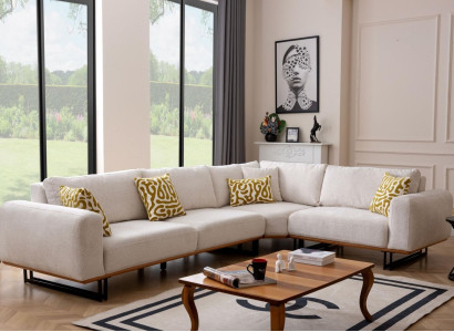 Luxury Corner sofa L-shape fabric sofa Couch Sofa White upholstered sofa Seat Corner suite